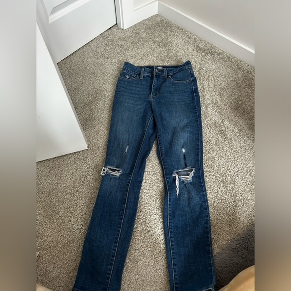 Levi’s 721 dark blue denim knee rips high waisted 26 - Picture 2 of 5